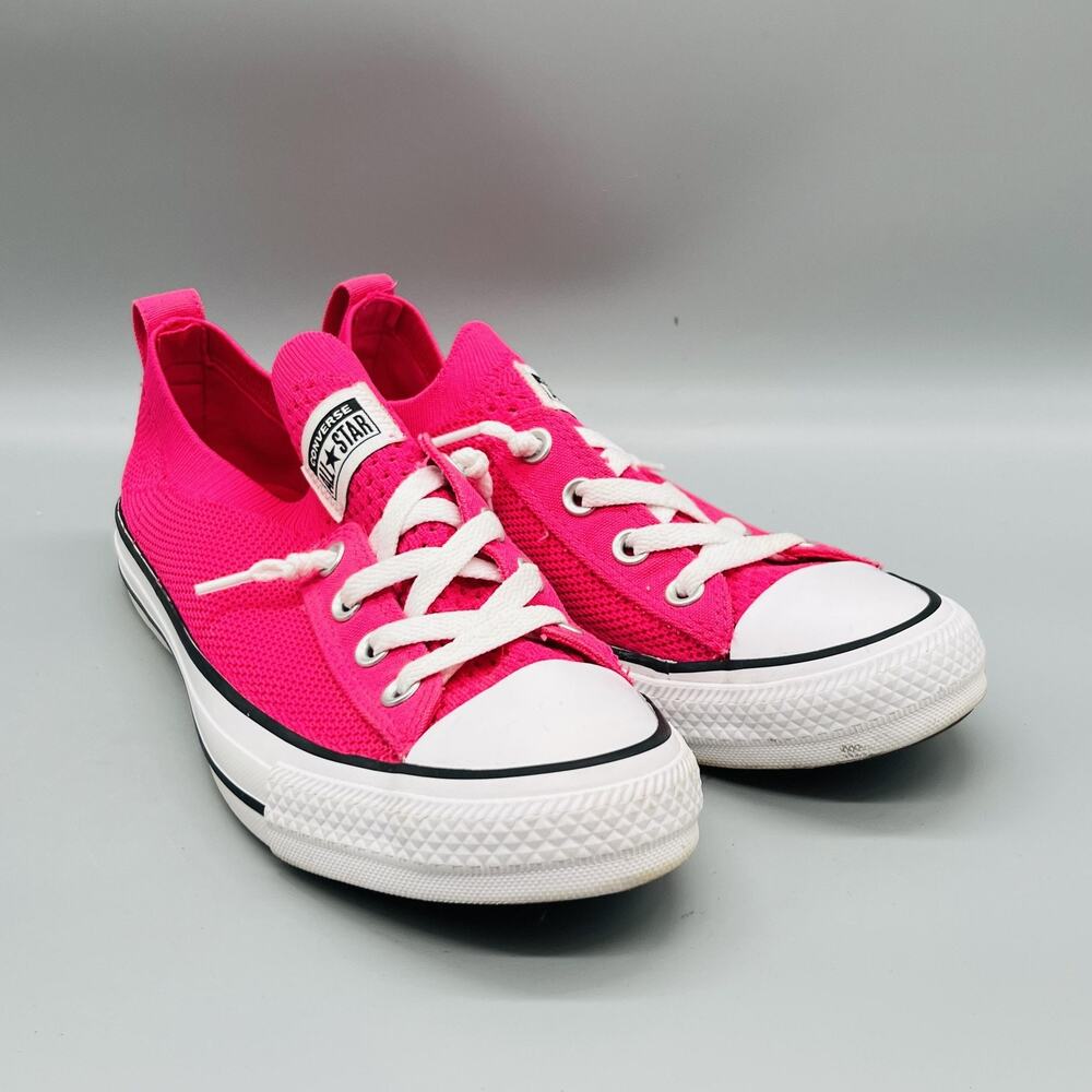 Converse Shoes Women 8.5 Pink Knit Chuck Taylor All Star Low Top Sneaker Walking - Picture 2 of 11